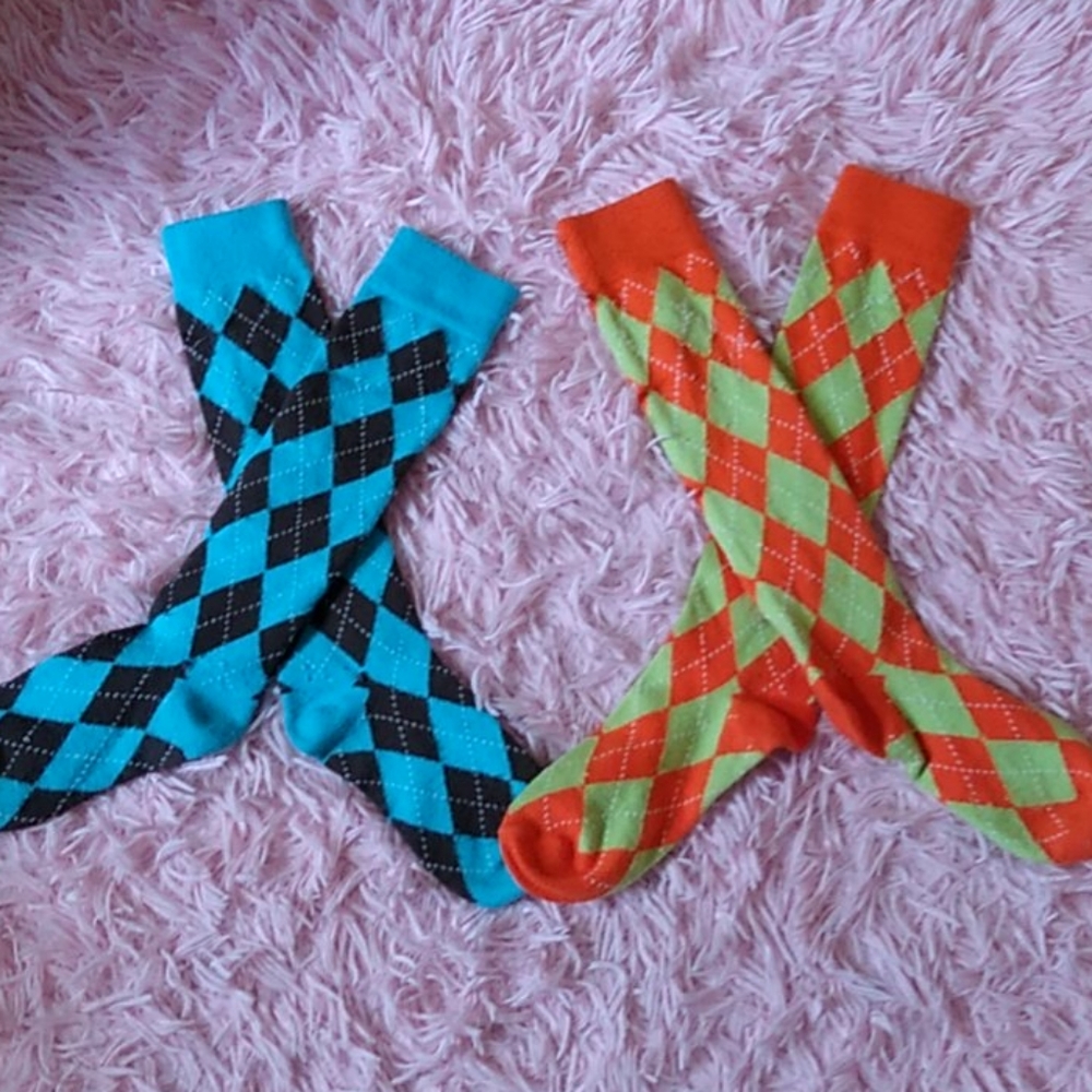Argyle high socks . Colorful socks.